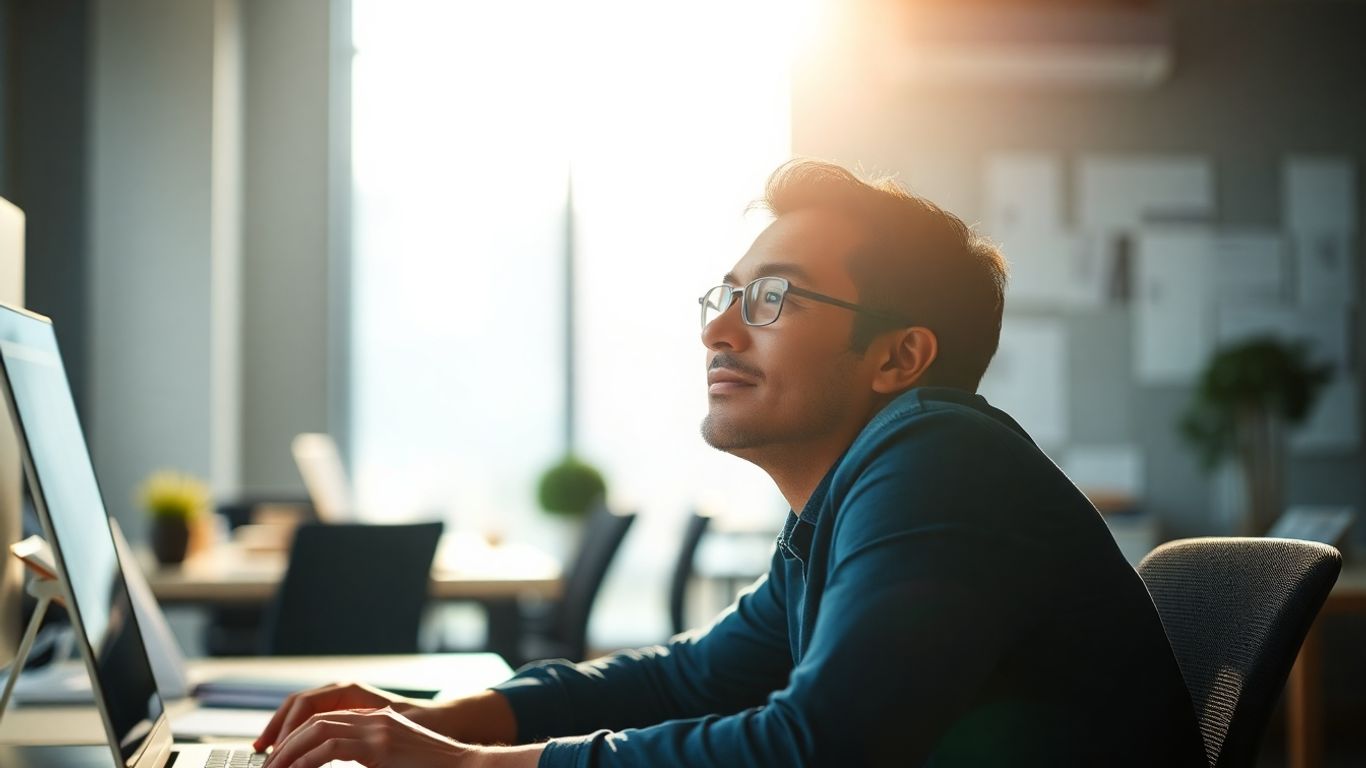 Persona relajada en un escritorio, ganando tiempo.