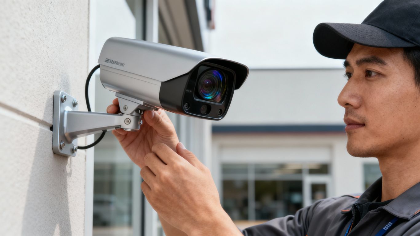 Business security camera installation by expert technician.