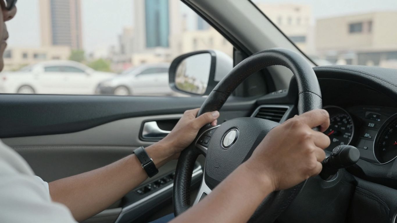 سائق هادئ يقود سيارته في الرياض