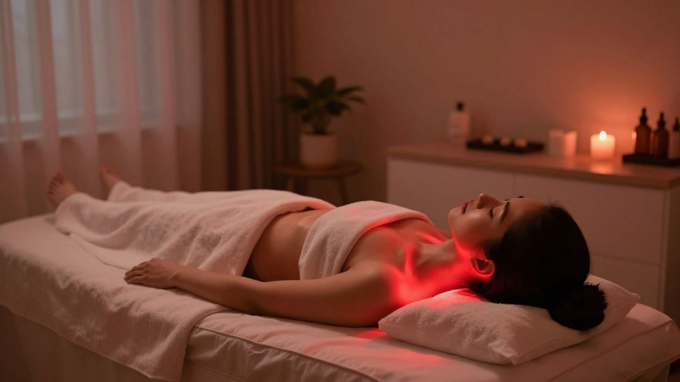 Red light therapy session in Colorado Springs wellness center.