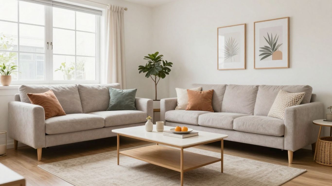 Modern living room furniture package for Airbnb.