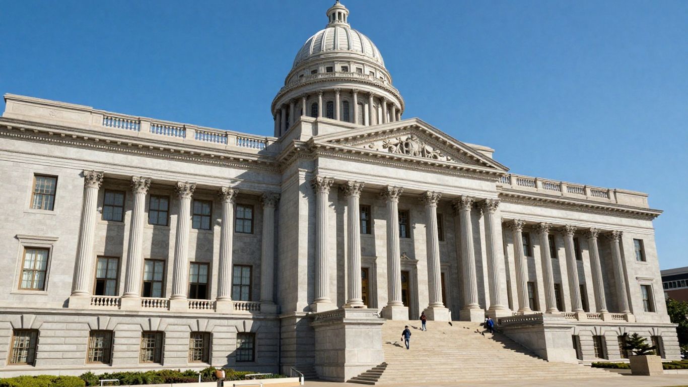 Courthouse building with columns and dome.