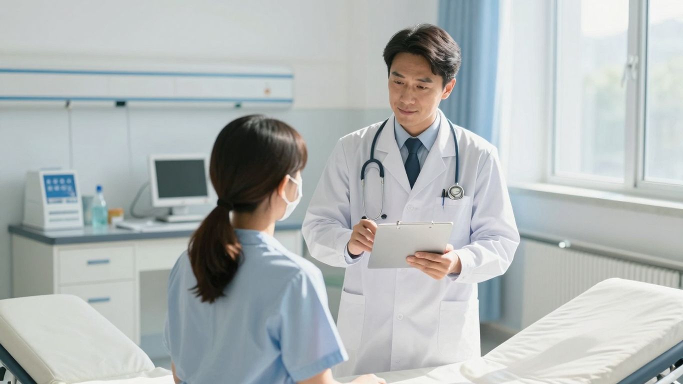 Medici îngrijind pacienți într-un spital modern.