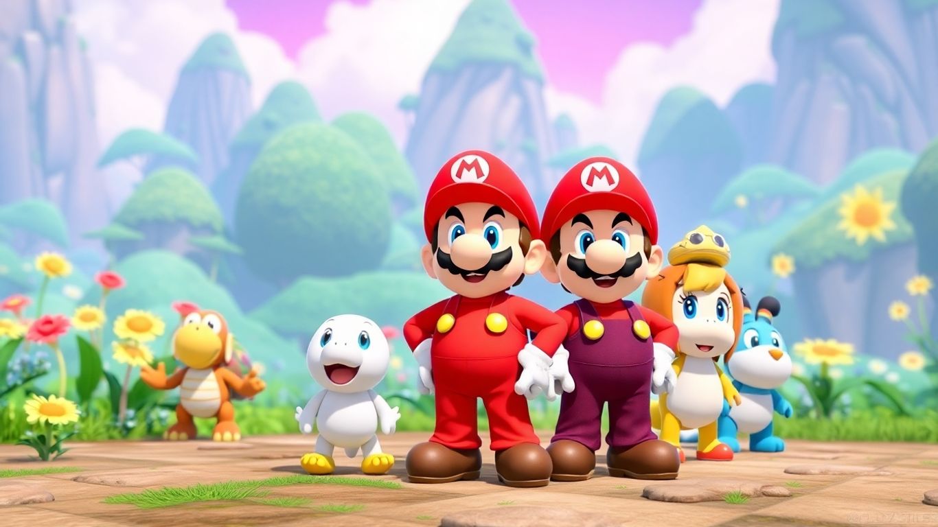 Super Mario RPG Remake characters in a colorful, illustrative game world.