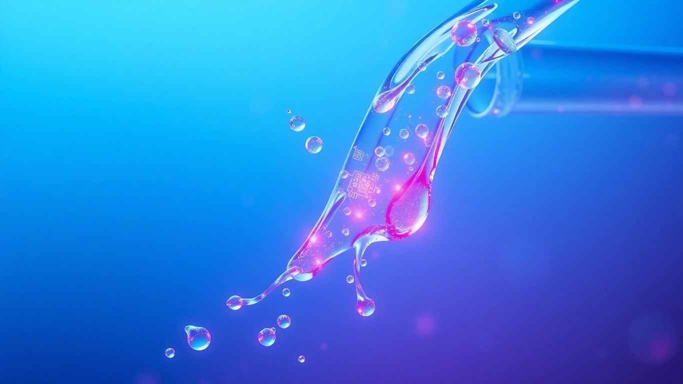 Digital water flowing through a futuristic pipe.