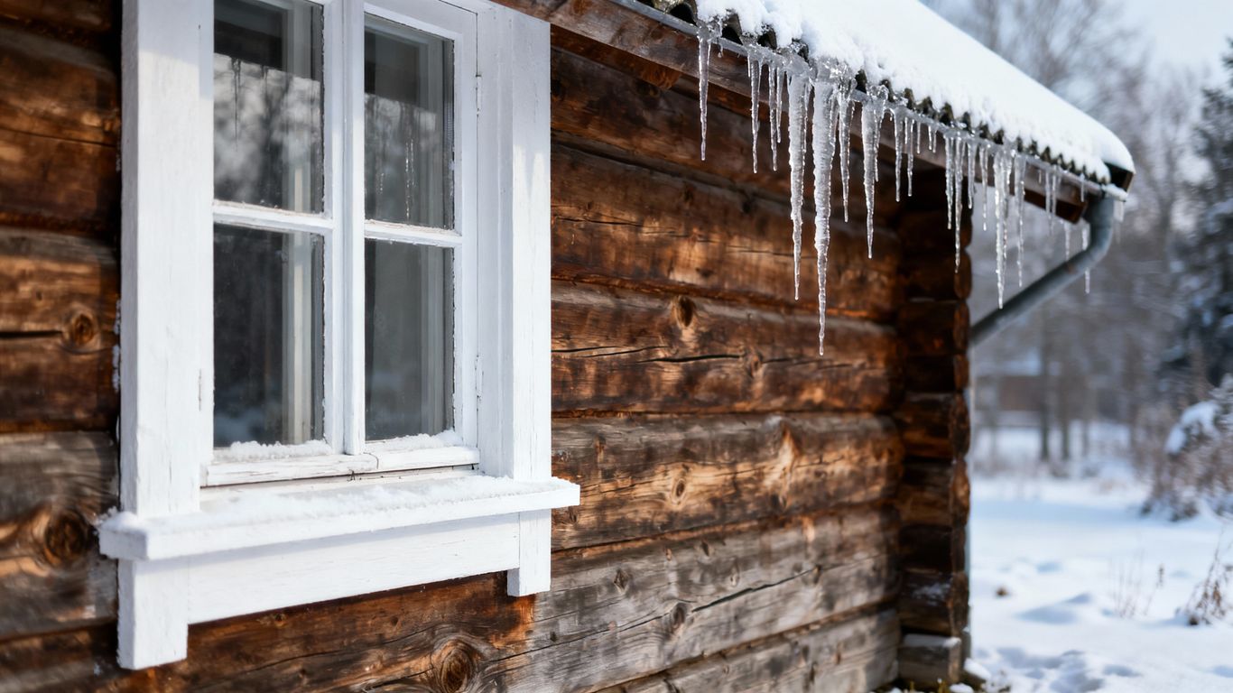 Window trim installation for winter weather protection.
