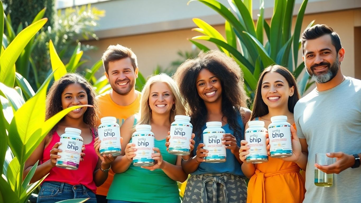 BHIP supplements with healthy people in natural light.