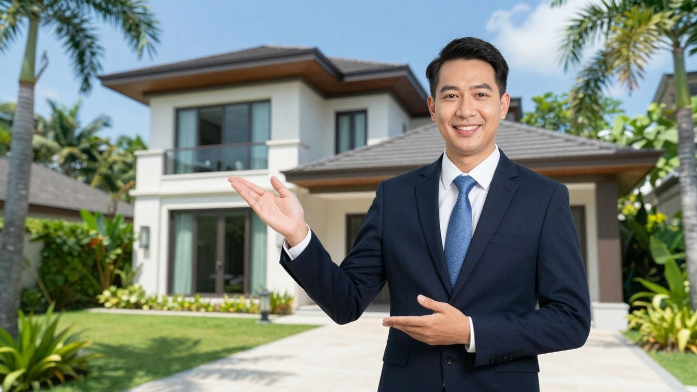 Real estate agent discussing property with a client.