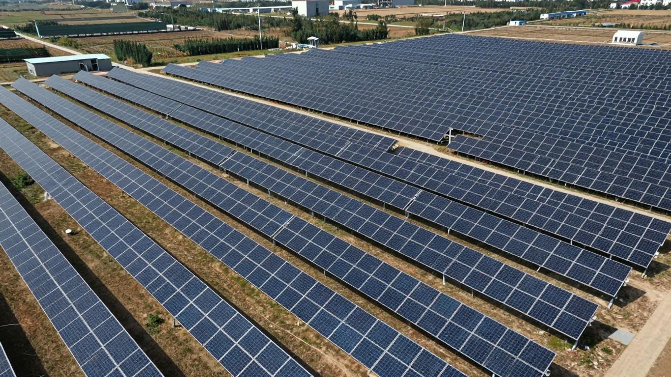 Panneaux solaires s'étendant à perte de vue aux Philippines.