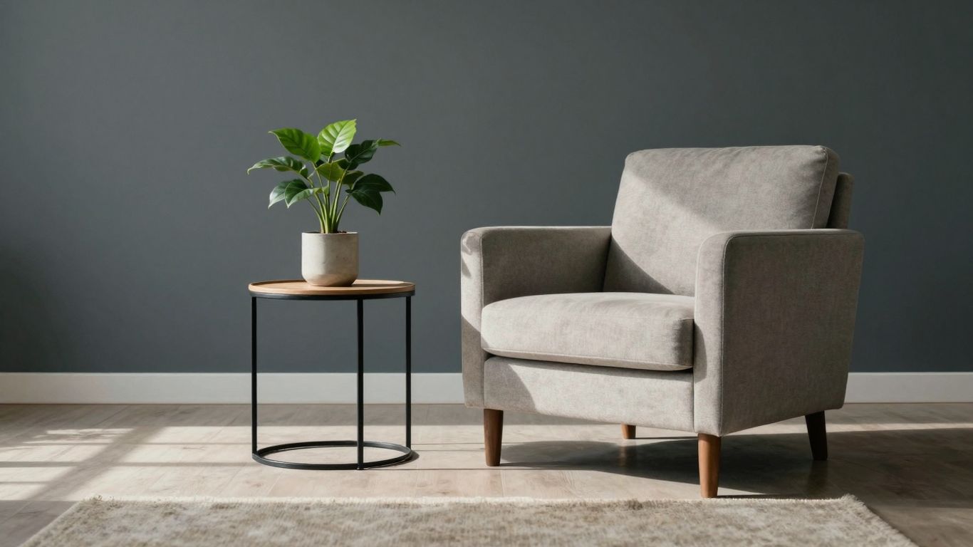 Camera de zi minimalistă, luminoasă și ordonată.