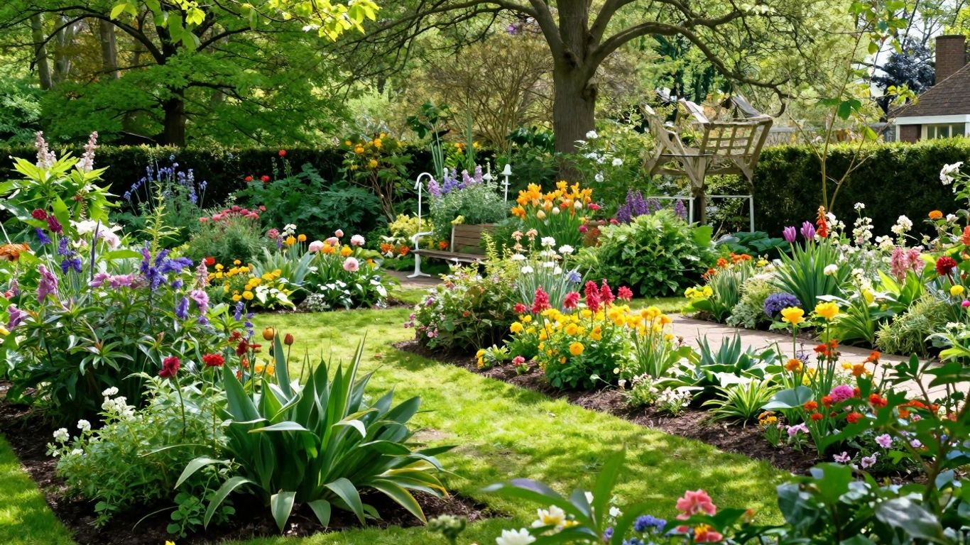 Mooie open tuinen in Beilen met bloemen en groen.