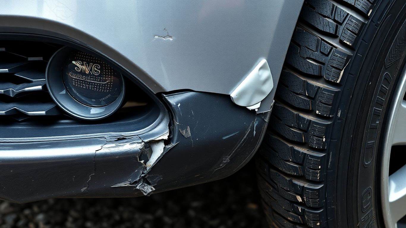 Beschädigtes Auto auf deutscher Straße
