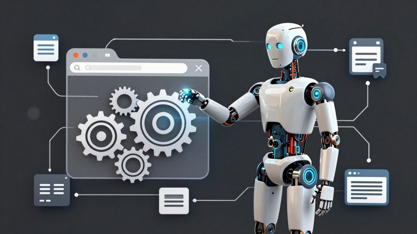 AI agent automating browser tasks infographic