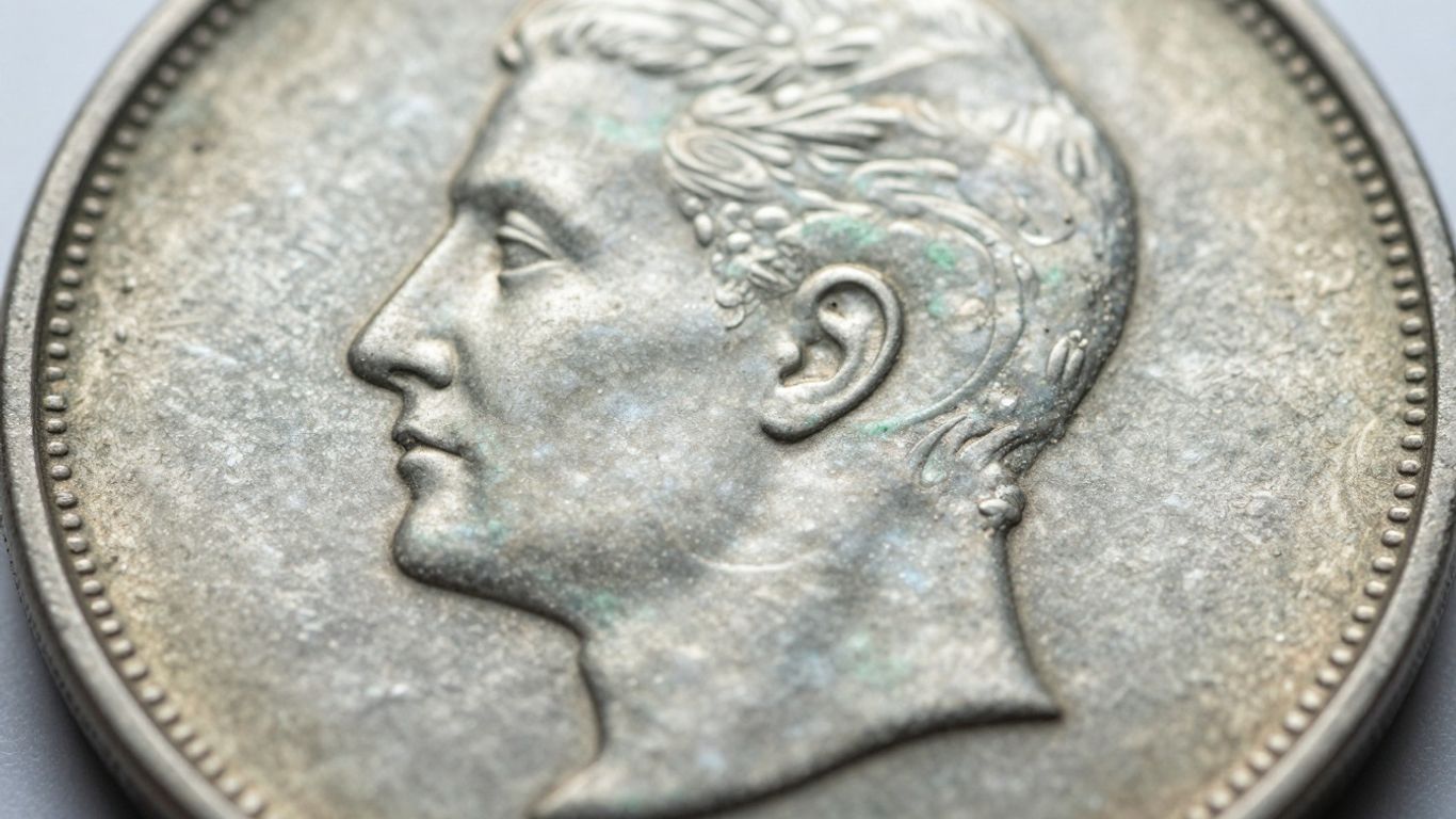 Coin surface with white or green PVC damage residue.