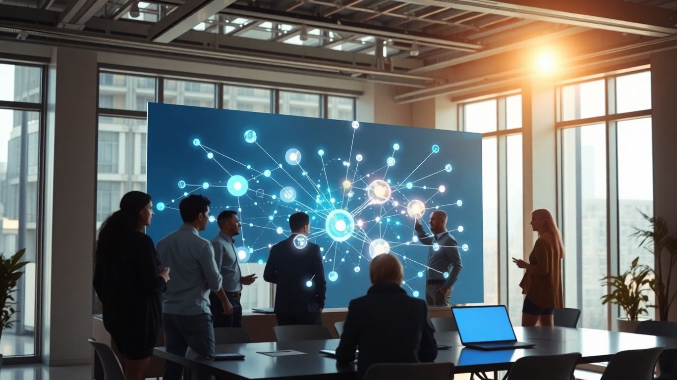 Parlayan veri akışları ve ekip işbirliği ile yapay zeka CRM arayüzü.