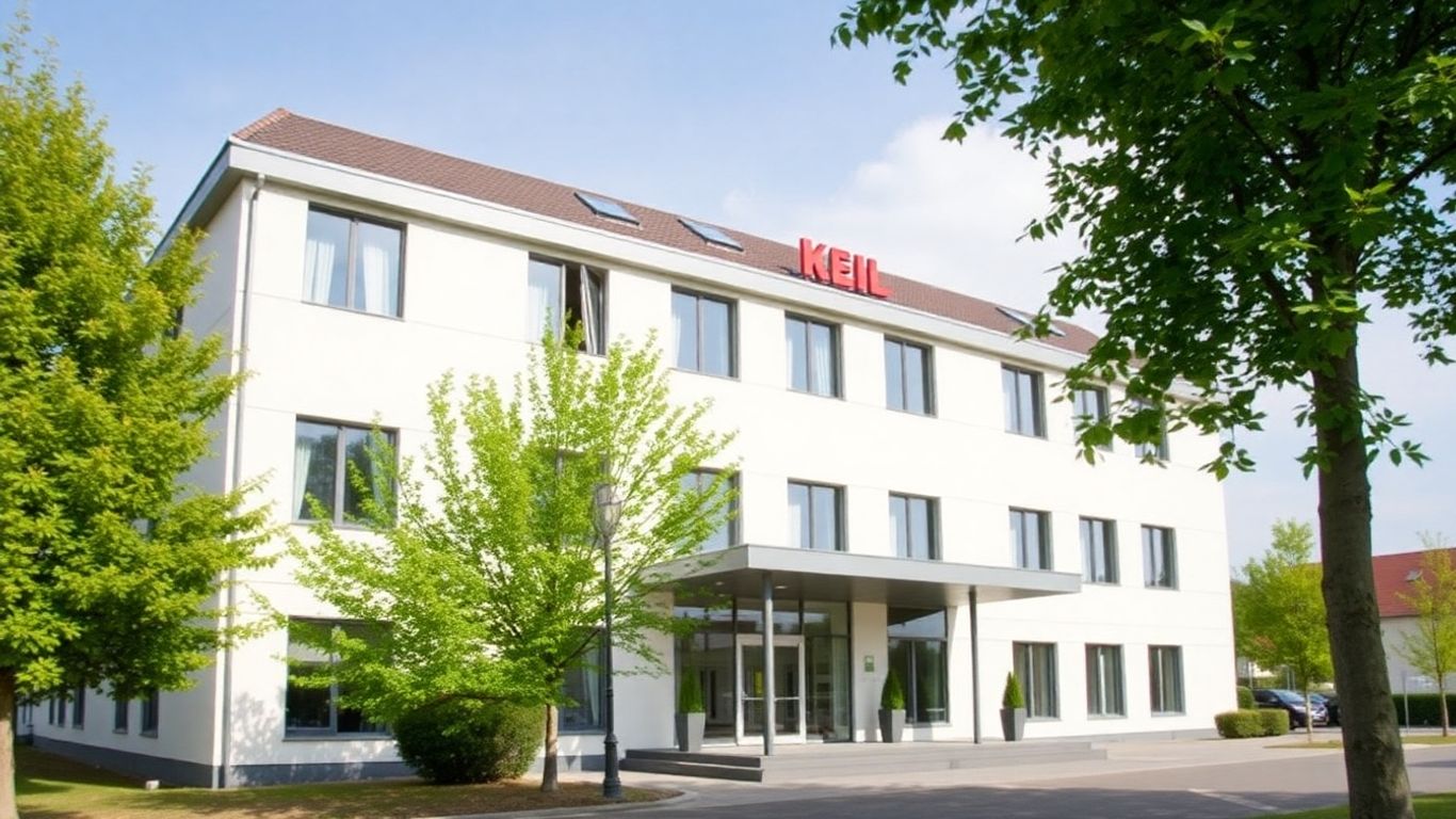 Hotelgebäude in Kiel Suchsdorf mit Bäumen