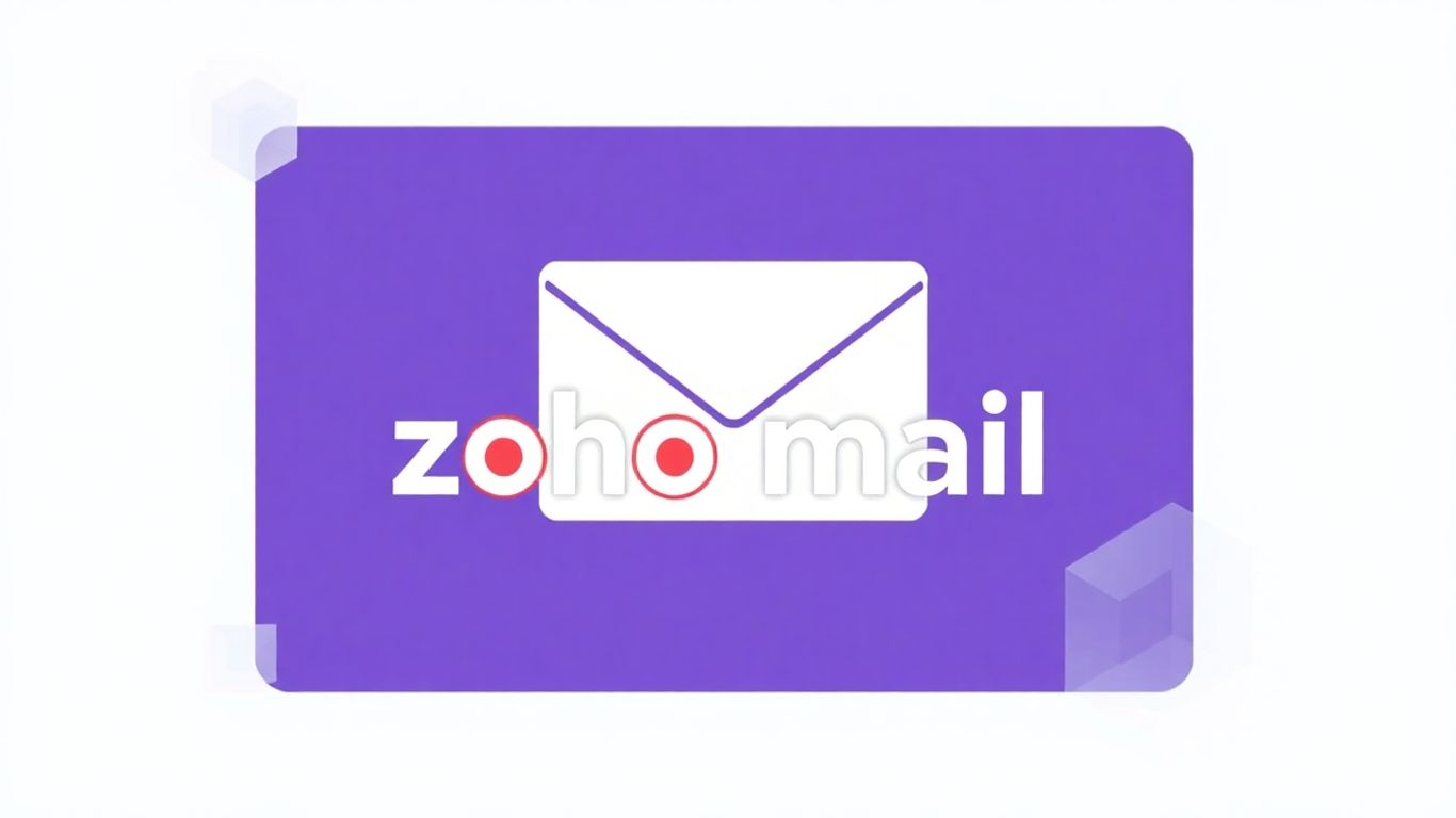 Zoho Mail logo with digital elements.