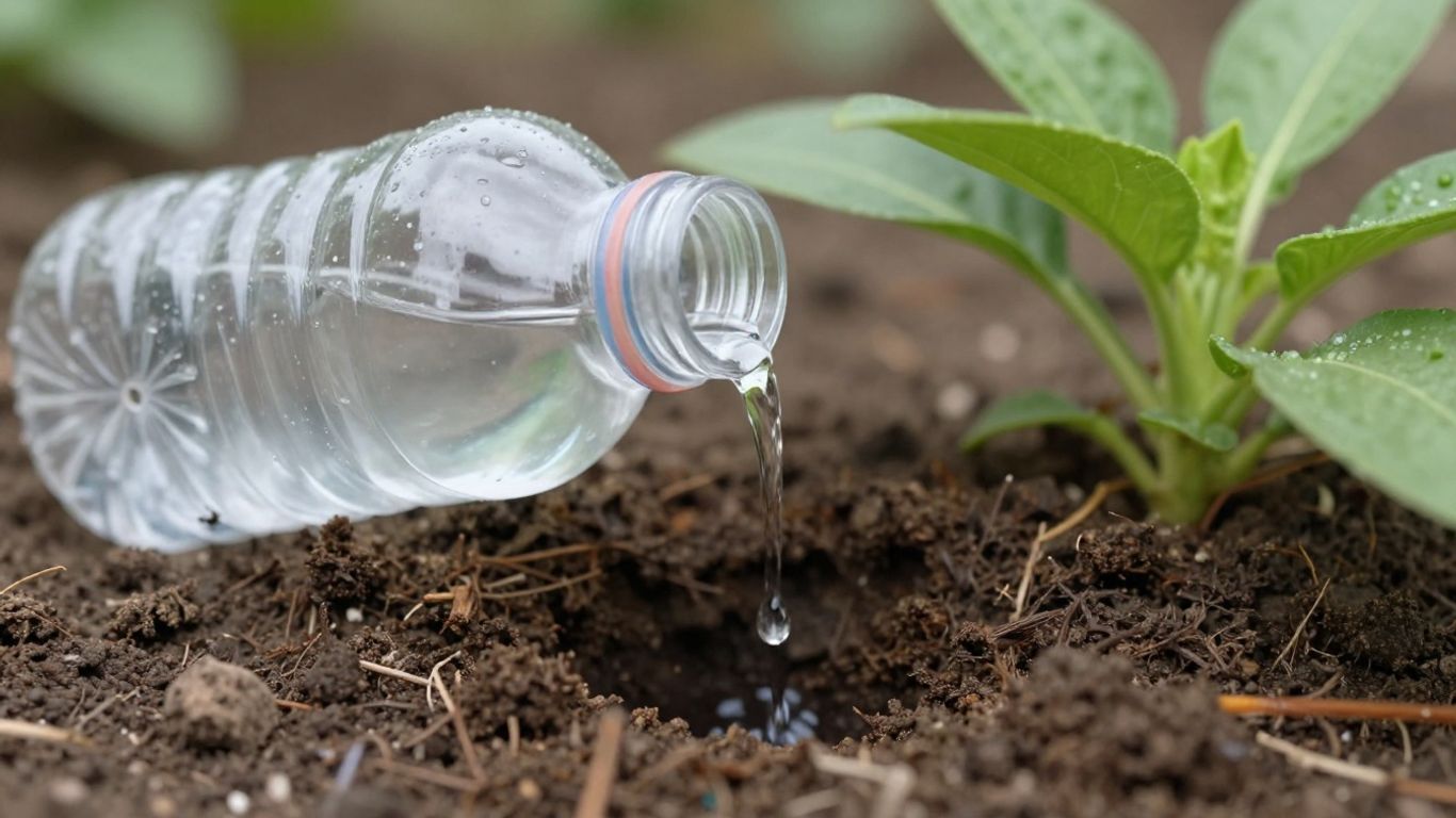 Système d'arrosage autonome fait maison avec bouteille en plastique.
