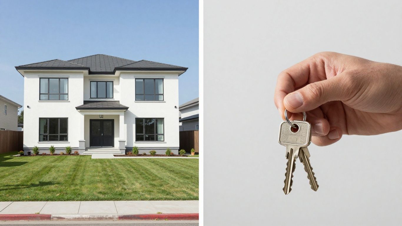 Casa moderna y llaves de hogar.