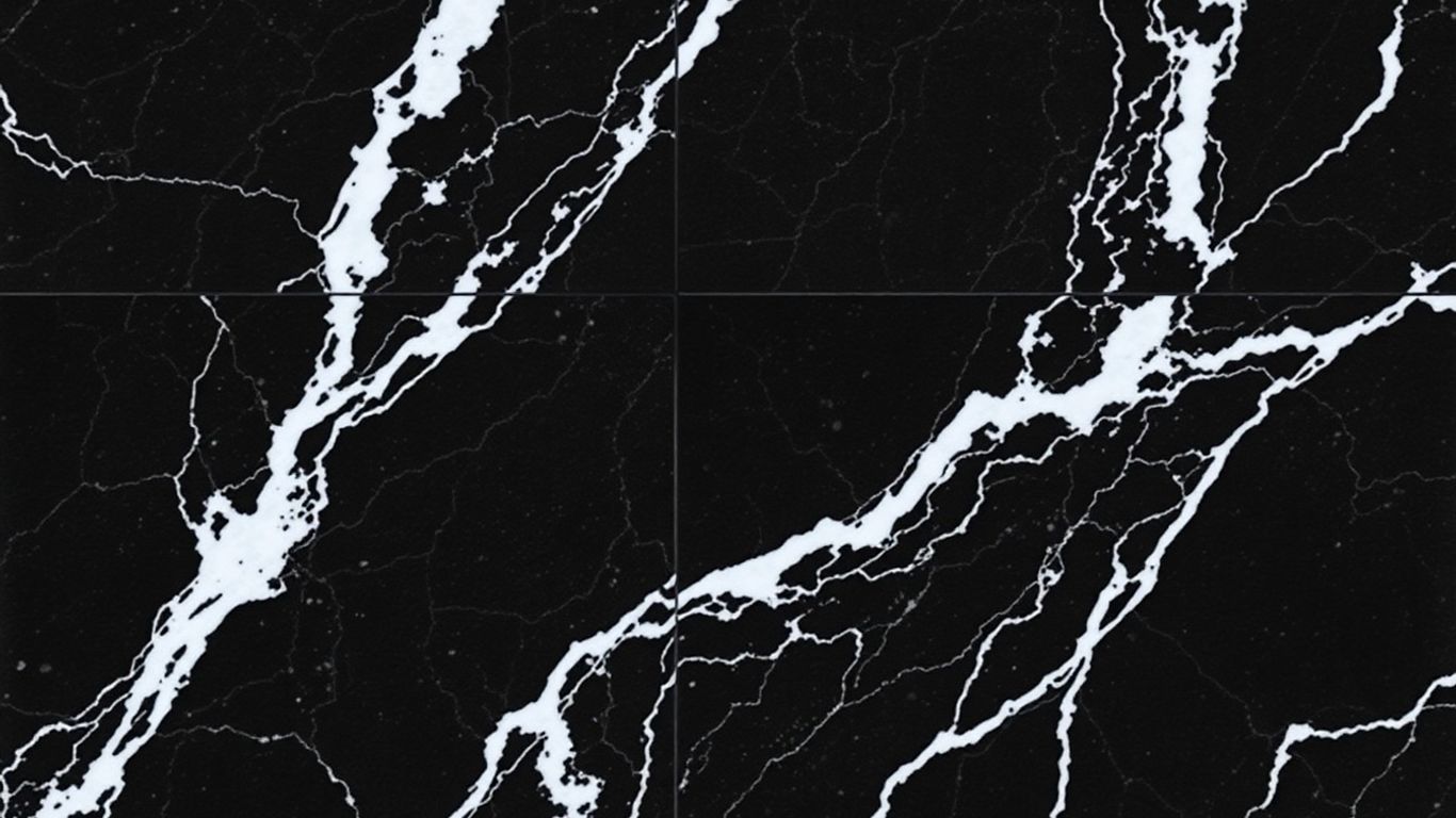 Polished black marble tile with white veining