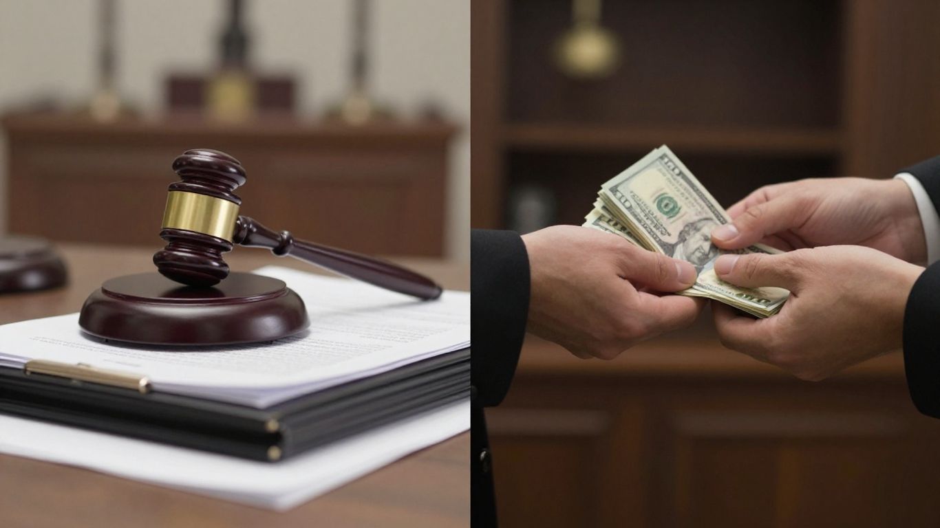 Legal gavel and money exchange for subrogation recovery.