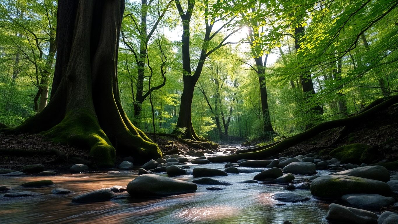Paysage sonore naturel apaisant dans une forêt verdoyante.