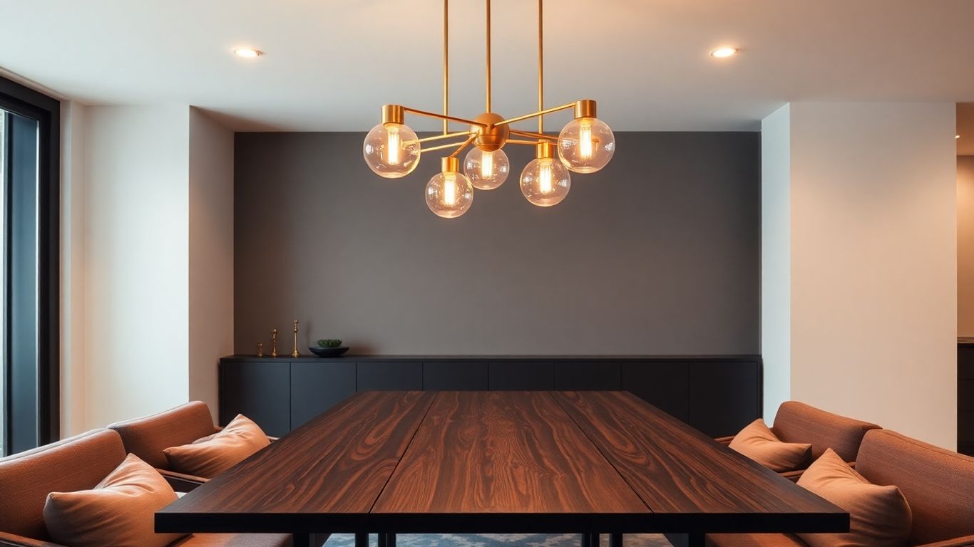 Elegant pendant lights over a modern dining table.