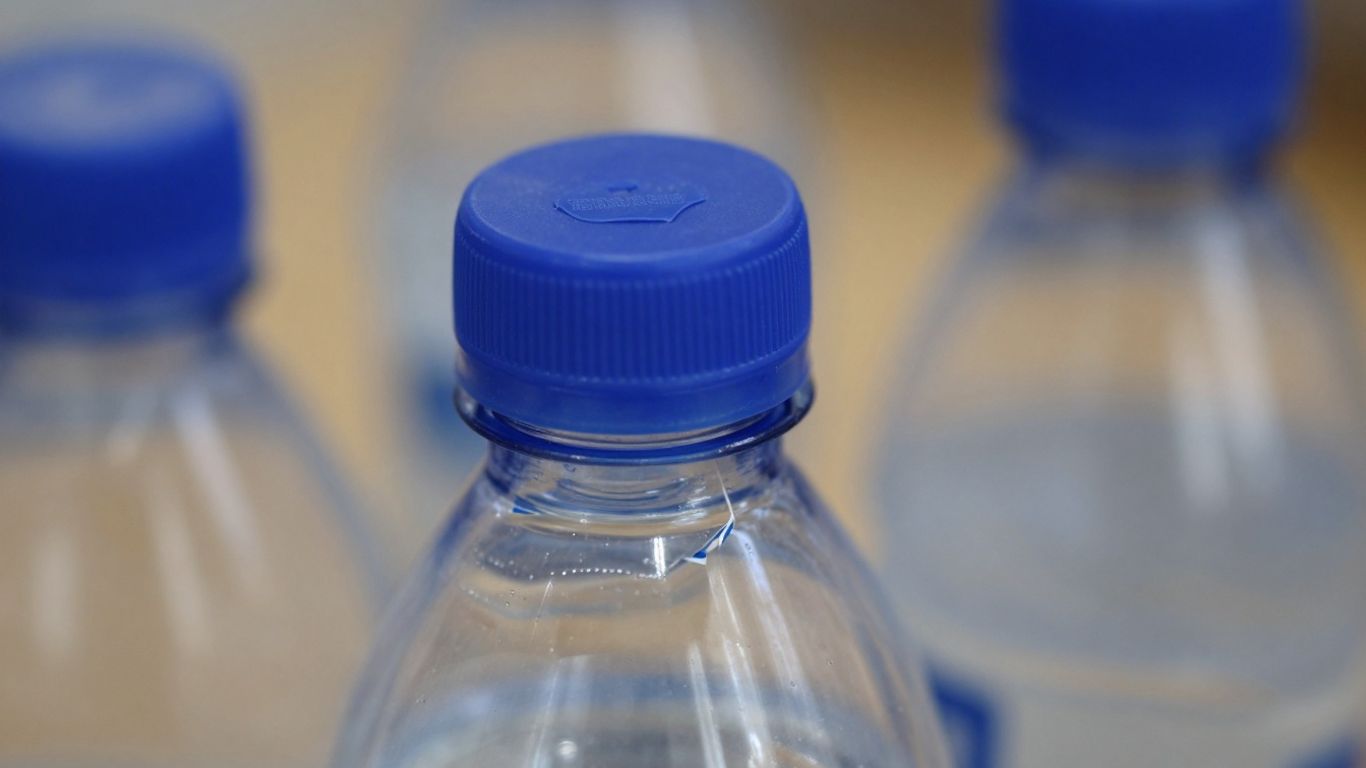 Intact tamper-evident seal on a water bottle.