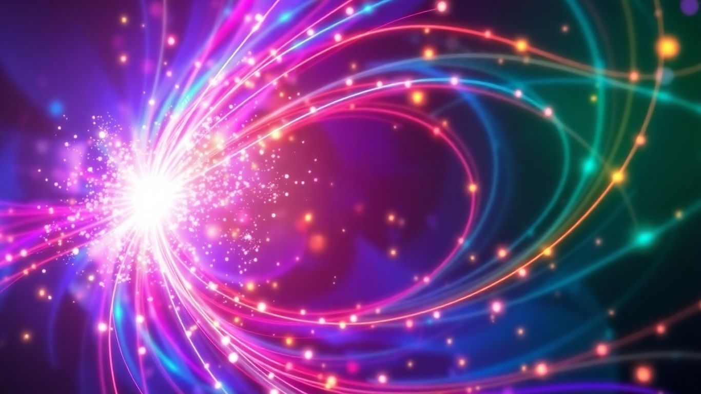 Abstract AI art with glowing lines and light particles.