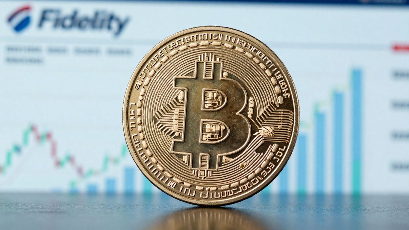 Fidelity Bitcoin ETF coin with financial background