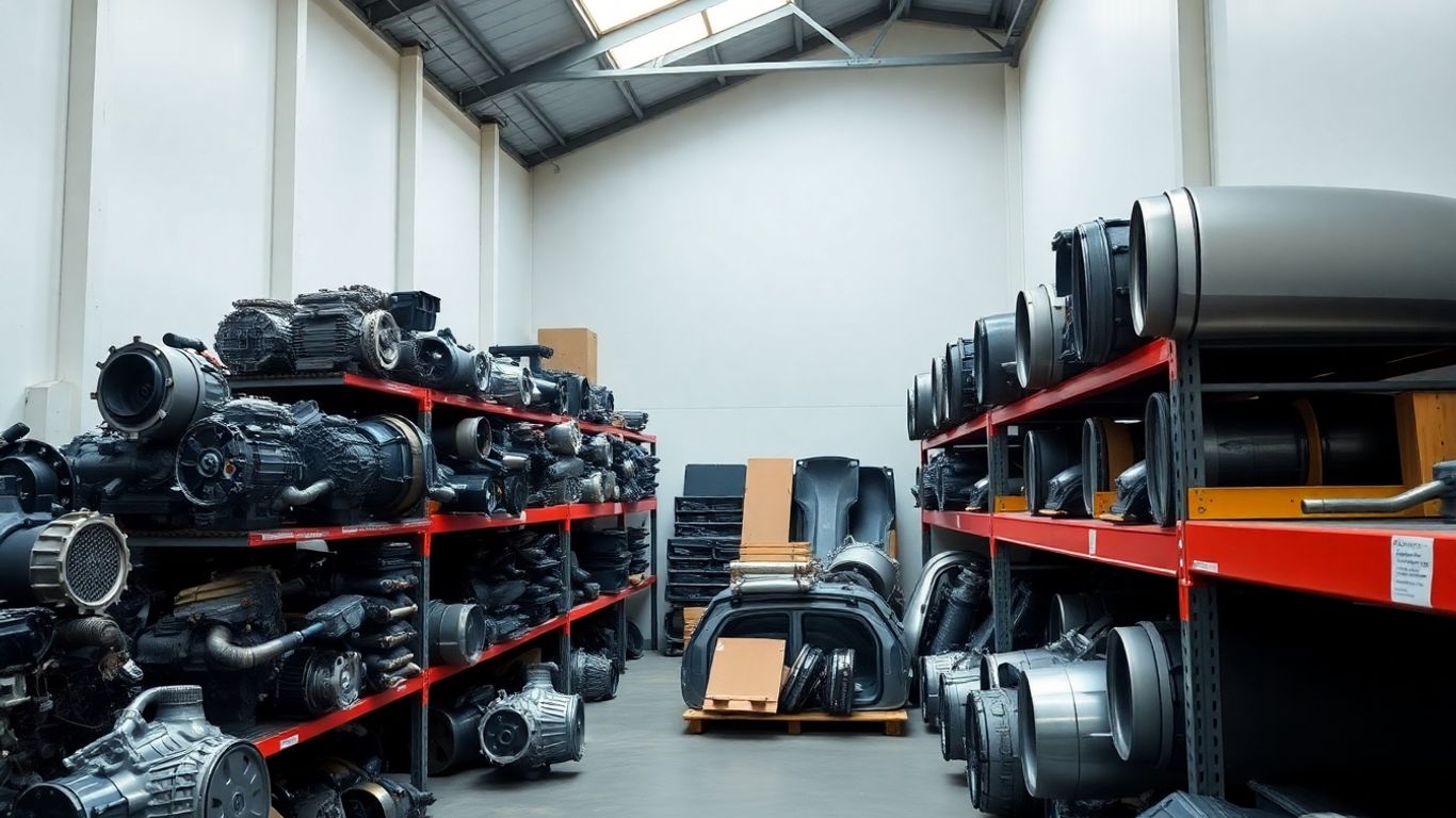 Volkswagen Crafter parts in a warehouse.