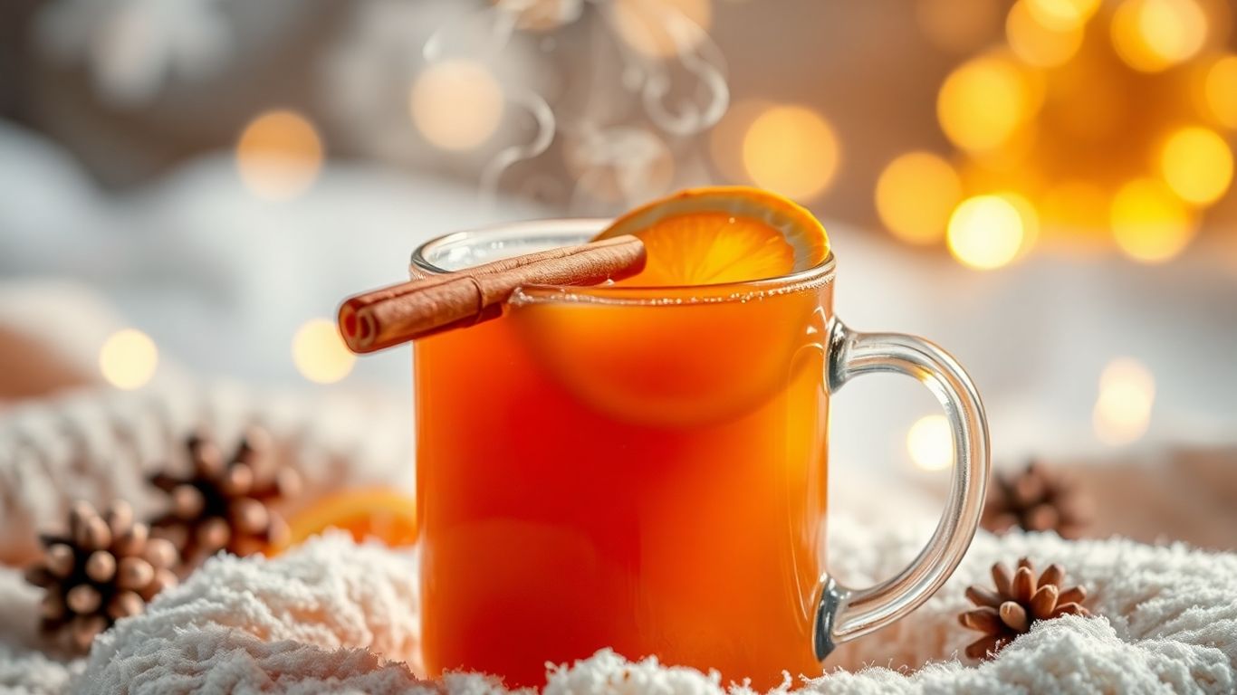 Heiße Caipirinha in einer Tasse mit Zimt und Orange