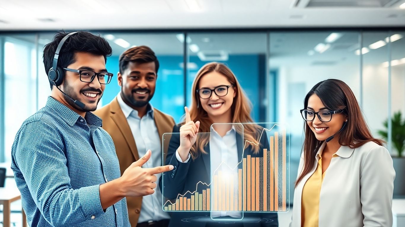 Support team proactively helping customers with digital tools.