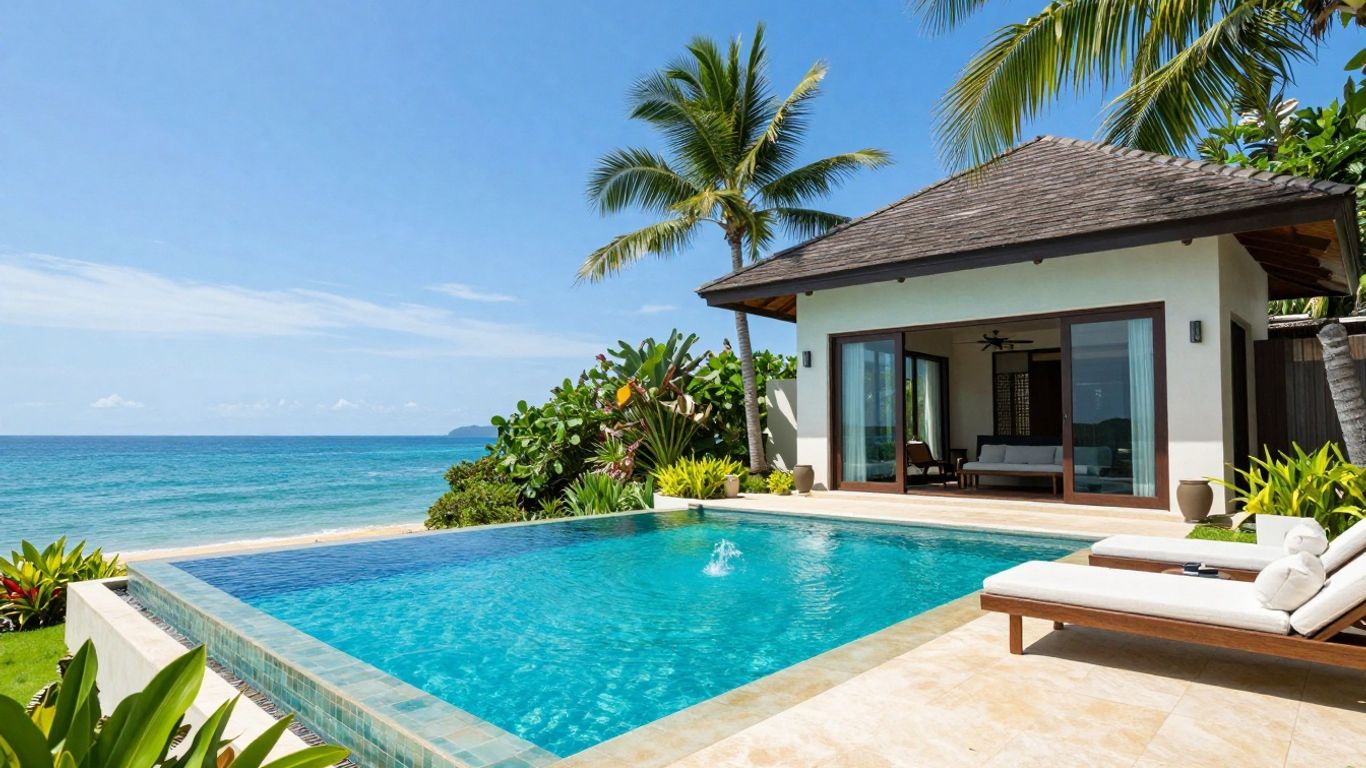 Phuket villa with infinity pool overlooking the sea.