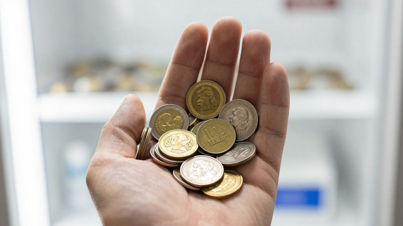 Hand holding various valuable antique coins.