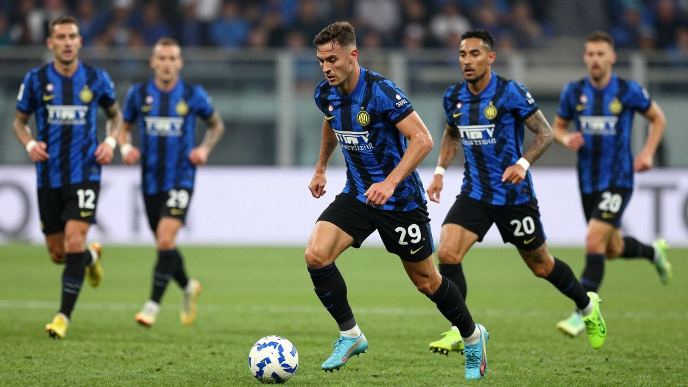 Inter Milan players in action on the football pitch.