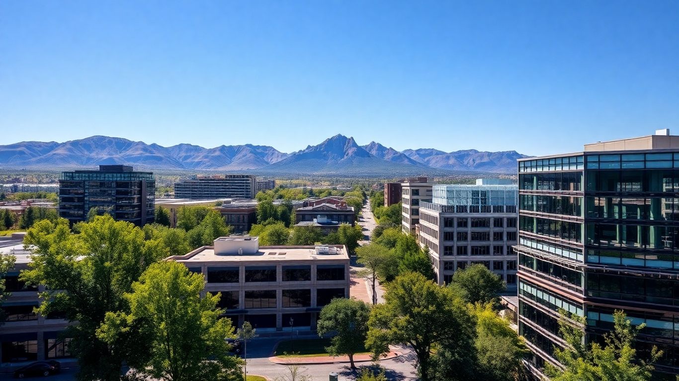 Boulder cityscape with Flatirons mountains