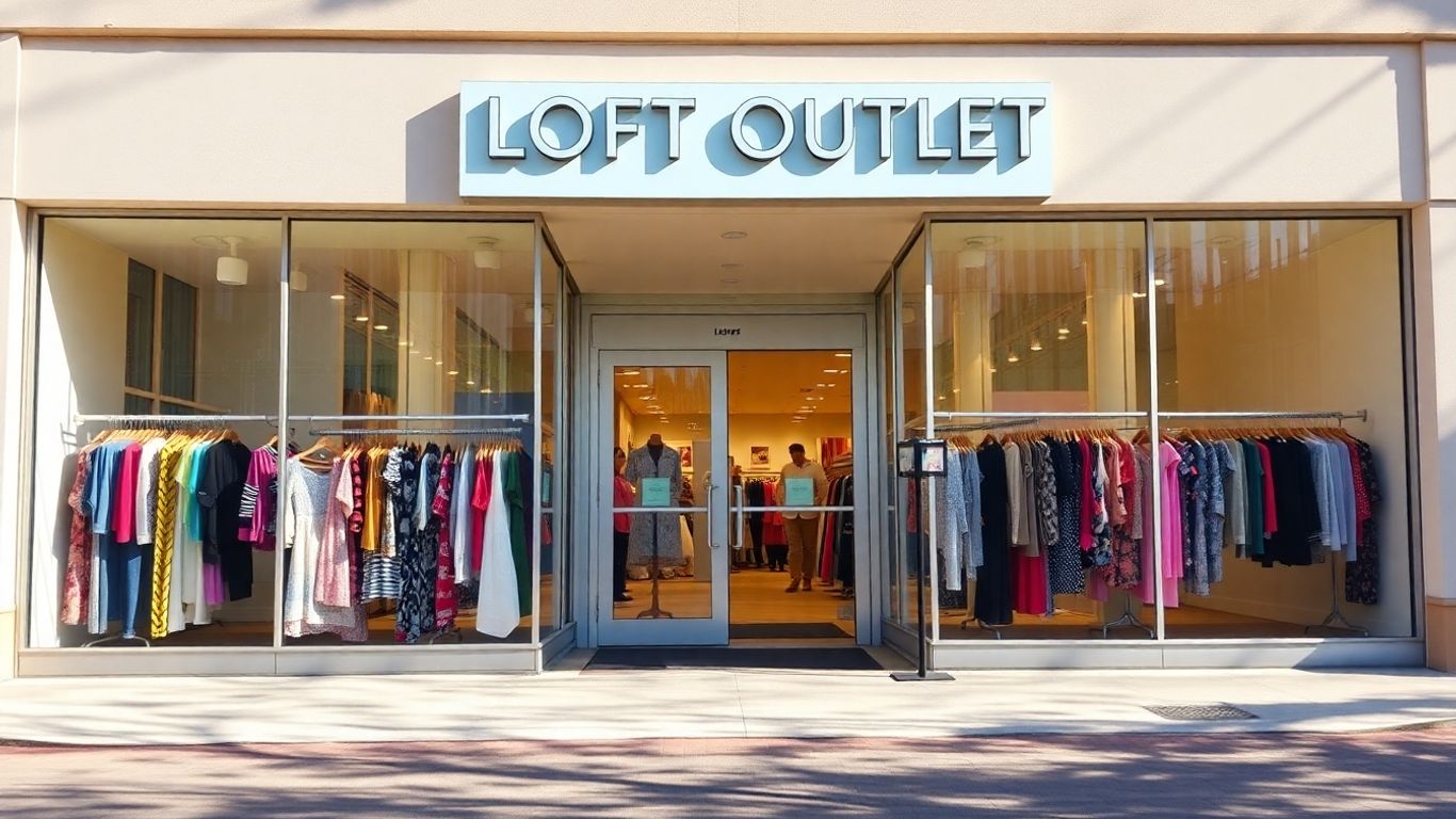 LOFT Outlet store exterior with clothing racks visible