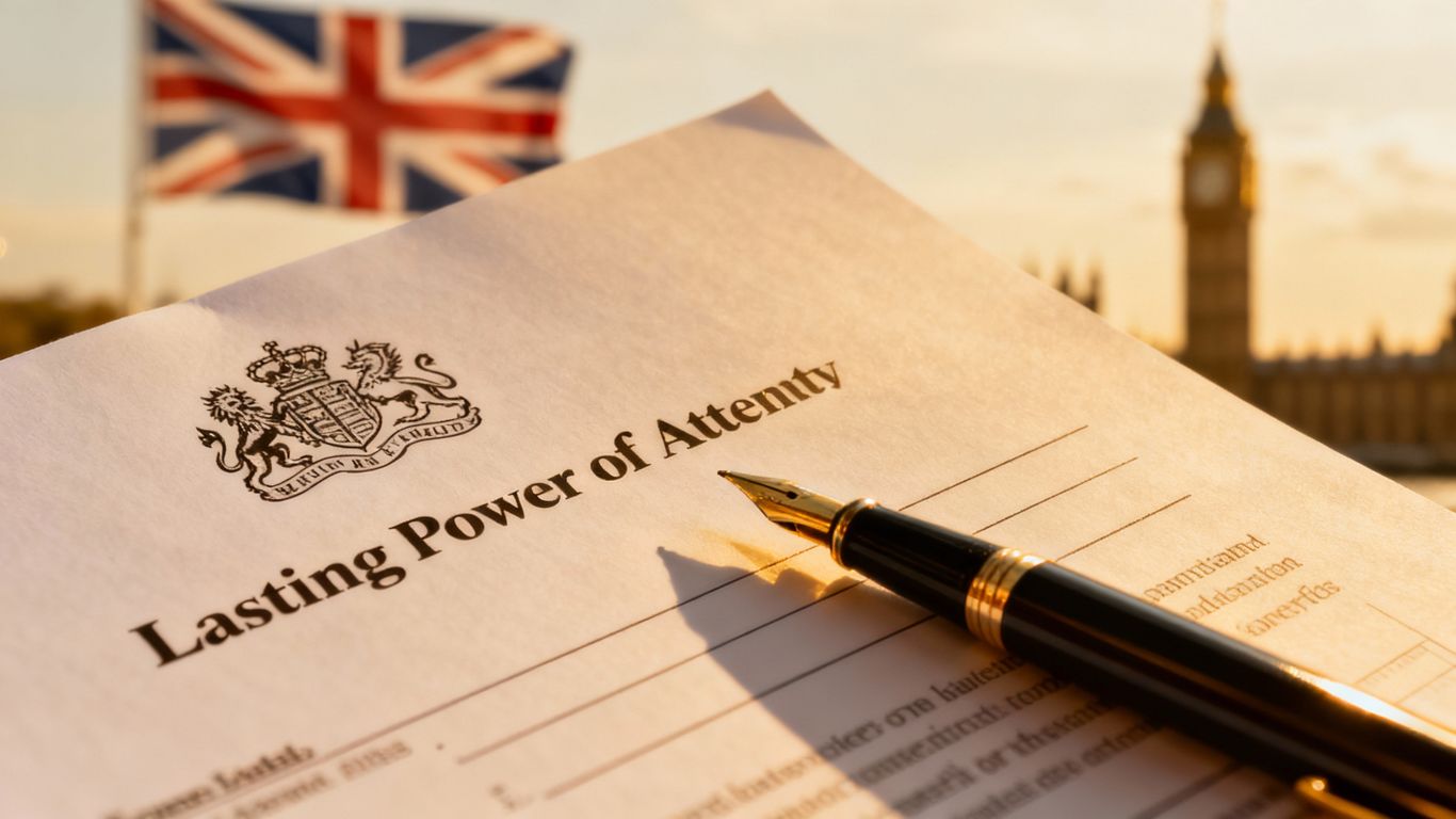 UK Lasting Power of Attorney document with a pen.