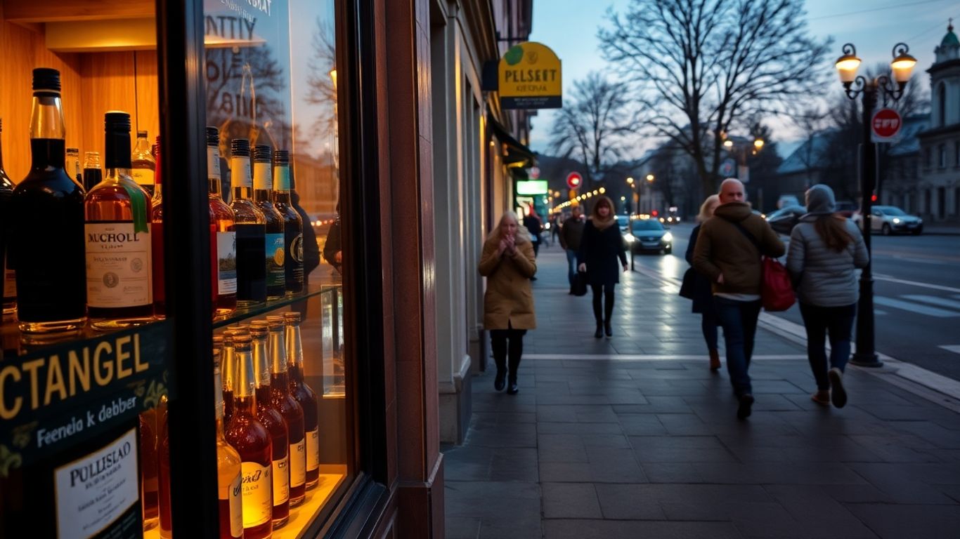 Rues polonaises avec vente d'alcool restreinte.