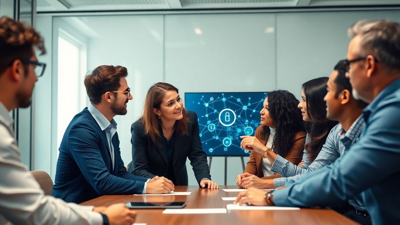 Team discussing risk management and incident response frameworks.