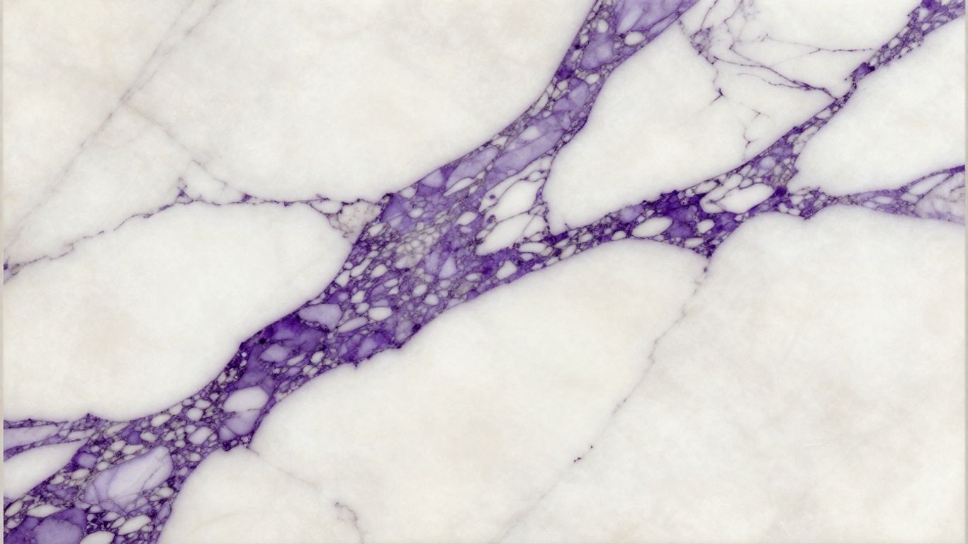 Calacatta Viola marble tiles with purple veining.
