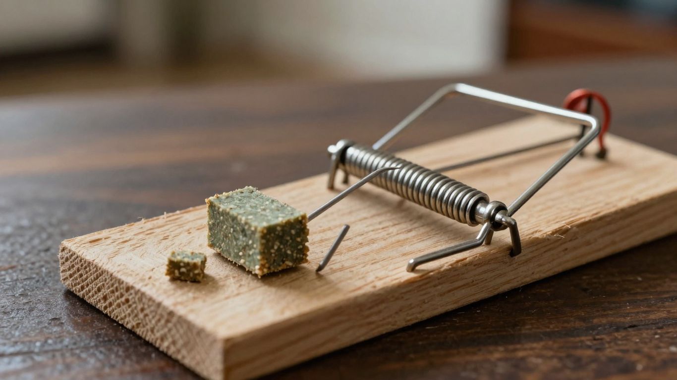 Piège à souris avec appât dans une maison.