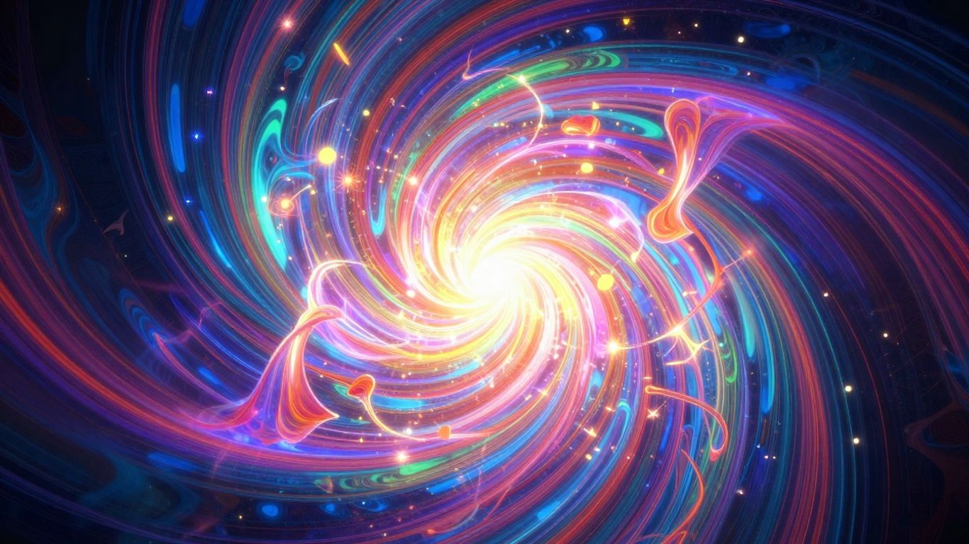 Abstract digital art with swirling colors and light.