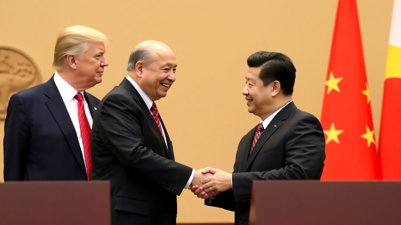 Trump and Xi Jinping shake hands, bilateral relations.