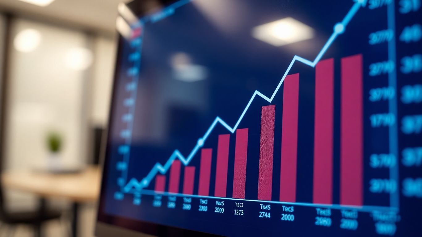 Digital growth chart showing upward trend