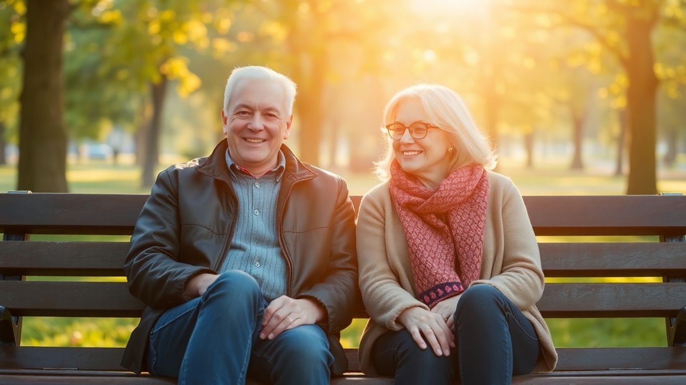 Two people sharing a peaceful moment on a park bench.