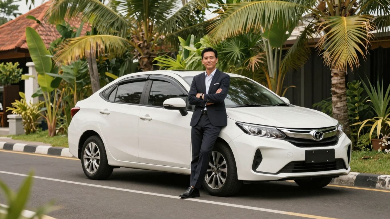 Professional driver and car in Bali