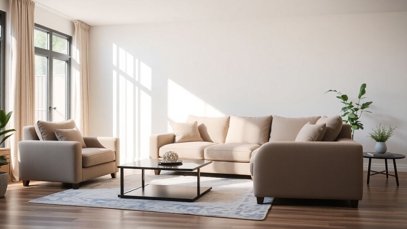 Comfortable living room with sofa and armchair.