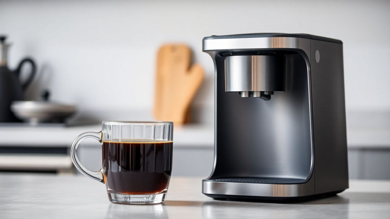 Aparat za kafu ili čaj sa šoljom kafe ili čaja.